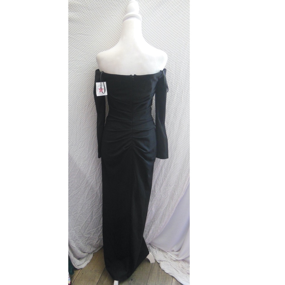 NWT..Xscape Black Off-Shoulder Long Sleeve Evening Gown - Picture 9 of 16